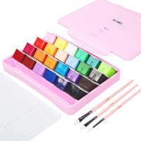 HIMI Gouache - Juego de 24 pinturas no tóxicas de colores vibrantes con paleta de pinceles, portátil para artistas, pintura sobre lienzo, papel de acuarela, pigmento rico, 1.0 fl oz/taza - Arteztik
