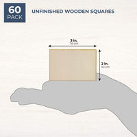 Recortes de madera para manualidades, rectángulo de madera (2 x 3 in, 60 unidades) - Arteztik
