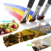 Amagic - Juego de 9 pinceles de punta plana con estuche para acuarela de aceite acrílico, kits de pintura profesional con puntas de nailon sintético, mango largo de madera - Arteztik
