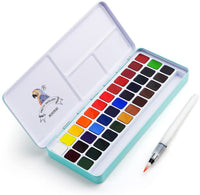 MeiLiang - Juego de pintura acuarela, 36 colores vivos en caja de bolsillo con anillo de metal y pincel de acuarela, perfecto para estudiantes, niños, principiantes y más - Arteztik
