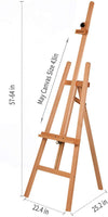 MEEDEN Basic Lyre Studio caballete de madera para pintura, altura ajustable y ángulos de trabajo, soporta lienzo de hasta 48.0 in - Arteztik
