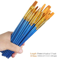BOSOBO - Juego de 10 pinceles de pintura de punta redonda de nailon, pinceles de pintura de detalle para artista de cabello, pinceles de acuarela de aceite acrílico fino profesional para cara, uñas, arte corporal, manualidades, modelo de pintura en miniat - Arteztik

