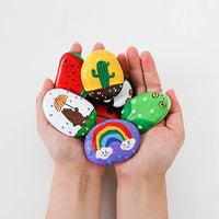 Kit de pintura de roca Tosuced, pintura de roca para niños, incluye rocas de pintura blanca, madera sin terminar, pintura de colores, ojos Googly, pinceles de pintura artística, soporte de madera - Arteztik
