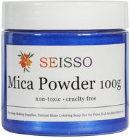 SEISSO Lake Blue Mica Powder, 50g/1.8oz Bottled Powder Pigments Colorful Natural Epoxy Resin Dye for Slime, Candle Soap Making, Bath Bomb Dyes, Cosmetic, DIY Crafts, Nail Arts - Arteztik
