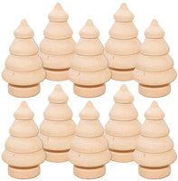Árbol de Navidad de madera sin terminar DIY Árbol de Navidad de madera natural en blanco para árbol de Navidad Muñecas de grafiti de mano para fiestas de vacaciones Pack de 10 piezas - Arteztik
