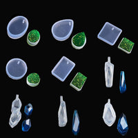 Moldes de resina para joyas, jabón, cera, vela, pisapapeles, moldes de resina para manualidades, incluye elipse, círculo, gota de agua, cuadrado, colgante irregular (9 piezas) - Arteztik
