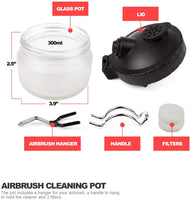 Pixiss Kit de limpieza para aerógrafo, tarro de cristal con soporte, 5 agujas de limpieza, 5 cepillos de limpieza, 1 aguja de lavado, 2 filtros adicionales - Arteztik
