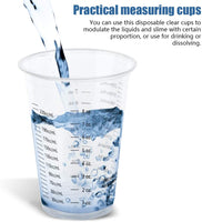 Paquete de 24 tazas desechables graduadas transparentes, 8 onzas de tazas de medición de plástico transparente para mezclar resina epoxi/líquido/pintura artística/slime/pintura al óleo - Arteztik
