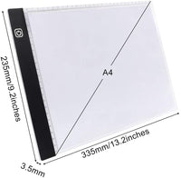 A4 Ultra-Thin Portable LED Light Box Trace Adjustable Light Pad USB Powered with Felt Bag and Clips for Artists Drawing 5D DIY Diamond Painting Craft Weeding Sketching and Animation Design - Arteztik
