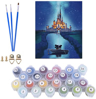 Karyees 16x20In Castle Paint by Numbers Kits Castle DIY Painting by Numbers Castle DIY Canvas Painting by Numbers Acrylic Painting Kits Paint by Numbers for Adult and Kids Castle Painting Picture - Arteztik
