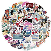 Ukiyoe - Pegatinas de ondas (50 unidades), diseño de olas de surf de estilo japonés, para ordenador portátil, botella de agua, coche, monopatín, cuaderno, perfecto para niños, adolescentes, estudiantes, ukiyoe Wave - Arteztik
