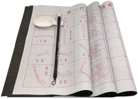 Magic Rewritable Agua cepillo para polvo chino caligrafía japonesa de texto paño de tela con gamuza de rack y el Plato de agua de secado rápido tela papel para principiantes práctica Set (5 artículos) - Arteztik
