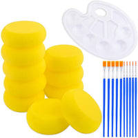 WXJ13 10 esponjas de pintura para artistas de esponjas sintéticas de acuarela y 10 pinceles de pintura con 1 bandeja de pintura para acrílico aceite acuarela suministros de artesanías - Arteztik
