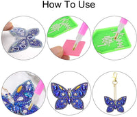 Juego de 10 llaveros de pintura con diamantes para niños y adultos principiantes, diseño de corazón y mariposa - Arteztik
