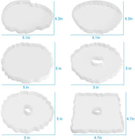 Moldes de resina de Jetika 6 piezas de silicona para posavasos + 3 piezas de resina epoxi brillante en copos de oro y resina epoxi, regalo para hacer esteras de taza/geoda ágata rebanada posavasos/soportes para cuencos/colgantes/decoración del hogar - Arteztik
