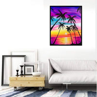 Kit de pintura de diamante 5D por número, pintura de diamante de imitación de cristal, punto de cruz para decoración de pared del hogar, arcoíris y palmera, 11.8 x 15.7 pulgadas - Arteztik
