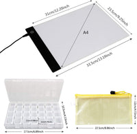 YIZUNNU - Kit de herramientas y accesorios de pintura de diamante 5D con almohadilla de luz para pintura de diamante y caja de bordado de diamante para adultos o niños (22 piezas) - Arteztik
