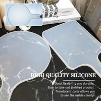 2 piezas de silicona de gran bandeja de resina para resina epoxi de fundición de resina para servir bandeja de posavasos con mango DIY pintura arte manualidades decoración del hogar regalo ideal - Arteztik
