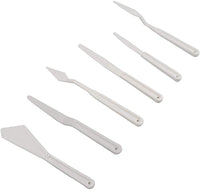 Royee 6 Pcs Painting Knives Plastic Spatula White Palette Knife Set Different Style Flexible Art Tools for Artist Student Oil Acrylic Painting Acrylic Mixing - Arteztik
