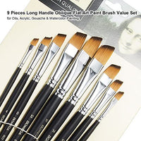 Filbert - Juego de 9 pinceles de pintura para artistas, de nailon, con mango largo, para aceites, acrílicos, gouache y acuarela - Arteztik
