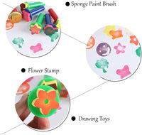 6 pcs niños aprendizaje temprano Mini Esponja Espuma pincel de pintura flor sello niños DIY Graffiti dibujo juguetes - Arteztik
