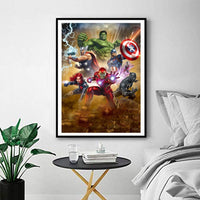 Kit de pintura de diamantes 5D para adultos con diamantes para manualidades de diamantes, para decoración de pared del hogar, kits de arte de diamante Hulk y Capitán América y Iron Man 13.8 x 17.7 in (Los Vengadores) - Arteztik
