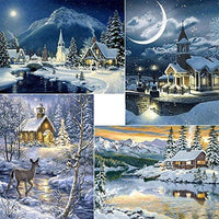 ARTDOT - Juego de 4 kits de pintura de diamante 5D para adultos, kit de pintura de diamante de invierno por número, taladro completo, arte de diamantes de imitación para regalo de Navidad, decoración de pared para el hogar, 12 x 16 pulgadas - Arteztik
