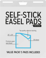 IMPRESA - Paquete de 5 almohadillas de caballete autoadhesivas de 25 x 30 pulgadas, 30 hojas por bloc, papel grueso, grapas fuertes, caballete adhesivo, pósteres para pegar en las paredes - Arteztik
