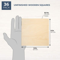 Recortes de madera para manualidades, cuadrados de madera (5 x 5 in, 36 piezas) - Arteztik
