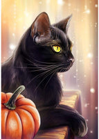 MXJSUA - Kit completo de pintura de diamante 5D para manualidades con diamantes de imitación, para decoración de pared del hogar, 12 x 16 pulgadas, luces negras de gato y calabaza - Arteztik
