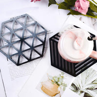 BoomYou - Juego de 2 moldes de silicona epoxi para posavasos, moldes hexagonales triangulares para fundición con resina cemento de hormigón decoración del hogar – Triángulo de rayas y hexágono - Arteztik
