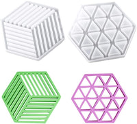 Daimay DIY - Molde de silicona para posavasos, moldes de fundición epoxi triangulares hexagonales para fundición con resina cemento de hormigón decoración del hogar – Triángulo a rayas y hexágono 2 unidades - Arteztik
