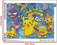 Kit de pintura de diamantes 5D por número, kits de pintura de diamante para adultos, arte de diamantes, pintura de punto de cruz, perforación completa, diamantes de imitación, bordado, arte para decoración de pared del hogar, 14 x 18 pulgadas (Pikachu) - Arteztik
