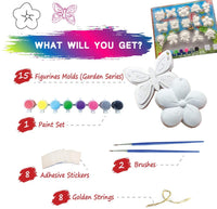 Crafts for Kids Edades 4 – 8 Gardon Juego de pintura para niñas niños – 15 piezas Kids Crafts Flor mariposa Figuras Set de pintura para niños cumpleaños fiesta de Navidad - Arteztik
