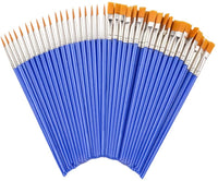 Juego de 50 pinceles de pintura, mango de plástico corto, cepillos de pelo de nailon para pintura acrílica, acuarela, arte, para niño, artista, estudiante, principiante, Mix(25plana +25round#1) - Arteztik

