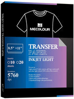 MEcolour - Papel de transferencia de tinta para impresora de inyección de tinta, color blanco y claro, paquete de 10 hojas, 8.3 x 11.0 in, compatible con impresora de tinta de sublimación de inyección de tinta para telas ligeras, camisetas personalizadas - Arteztik
