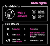 Juego XXL de 24 latas de pintura que brilla en la oscuridad de neon nights | Pinturas luminiscentes y fosforescentes y autoluminosas - Arteztik
