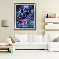 Kit de pintura de diamante 5D por números, pintura de diamantes de imitación de cristal, para decoración de la pared del hogar, taladro, te quiero a la luna y la espalda, s - Arteztik
