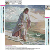 Kit de pintura de diamante 5D para adultos y niños, NYEBS 5D DIY pintura de diamante taladro redondo completo Jesús está caminando en la playa bordado de diamantes de imitación para decoración de pared 16 x 16 pulgadas (taladro completo) - Arteztik
