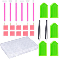 PP OPOUNT 24 piezas herramientas de pintura de diamante 5D DIY accesorios de pintura de diamante kits de punto de cruz con 28 ranuras caja de bordado de diamante para bricolaje arte arte arte arte arte arte arte - Arteztik
