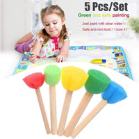 5 esponjas de pintura, cepillo de espuma, esponja de espuma, juguetes para niños, diseño colorido DIY juguetes de madera Graffiti herramientas mango - Arteztik

