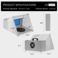 VIVOHOME Kit de cabina de pintura portátil con aerógrafo y 3 luces LED, mesa giratoria y manguera de filtro para modelo de tarta, manualidades, juguete para uñas - Arteztik
