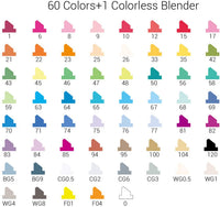 Marcadores Ohuhu de doble punta, con base de alcohol, 60 colores únicos + 1 brush incoloro + 1 funda de transporte. - Arteztik
