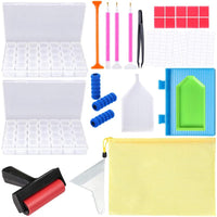 Kits de pintura de diamante 5D y accesorios con herramientas de fijación de pintura de diamante y 2 paquetes de 28 rejillas cajas de almacenamiento de diamante - Arteztik
