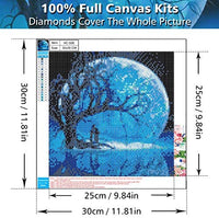 XPCARE Kit de pintura de diamantes, redondo, broca completa, kit de pintura de diamantes 5D por número, para decoración de pared del hogar, adultos y niños, 12 x 12 pulgadas, luna - Arteztik
