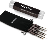 Nicpro - Juego de pinceles de pintura en miniatura, 7 pinceles para acuarela acrílica, pintura de roca y pintura por número para adultos, vienen con estuche - Arteztik
