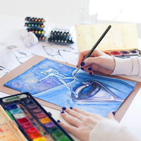 Juego de pinceles de pintura de detalles, 15 pinceles de pintura en miniatura, kit de pinceles de pintura profesional de arte fino, con mango triangular, soporte y bolsa de viaje, apto para acrílico, aceite, acuarela, cara, uñas, pintura de modelo - Arteztik
