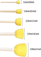 AUEAR, 40 Pack Round Paint Foam Sponge Brush Set Painting Tools for Kids DIY Painting and Crafts Yellow 5 Assorted Size - Arteztik
