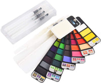 Juego de pintura de acuarela, 42 colores surtidos, kit de pintura plegable con 3 pinceles, bolsillo de viaje portátil, juego de bocetos de acuarela, pigmento de acuarela, suministros de arte, suministros de pintura, regalos para artistas, adultos - Arteztik
