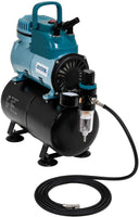 Master Airbrush Model TC-40T, compresor de aire con pistola de pintar profesional, de alto rendimiento, con tanque de aire de 0.79 galones, 2 soportes, regulador, manómetro, filtro colector de agua y manguera de aire. - Arteztik
